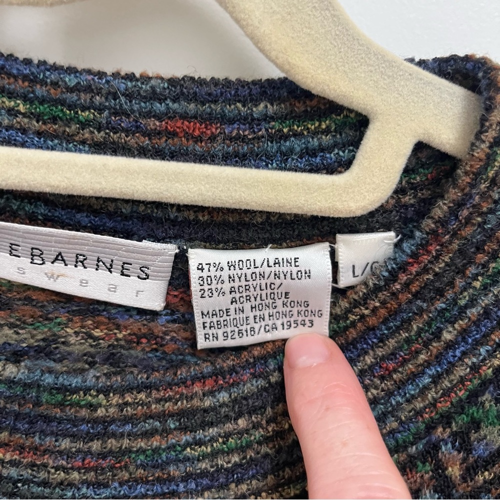 Jhane Barnes Multicolor Crewneck Sweater Sz L - Picture 4 of 8